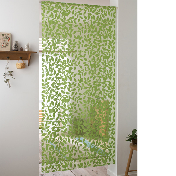 北欧調自然モチーフパネルカーテン（200） グリーン 200丈の商品画像