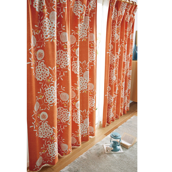 北欧調リース柄遮光カーテン（100x178・1枚） グレーの商品画像