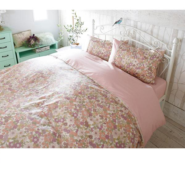 花柄布団カバー2点セット（セミダブル） ピンクの商品画像